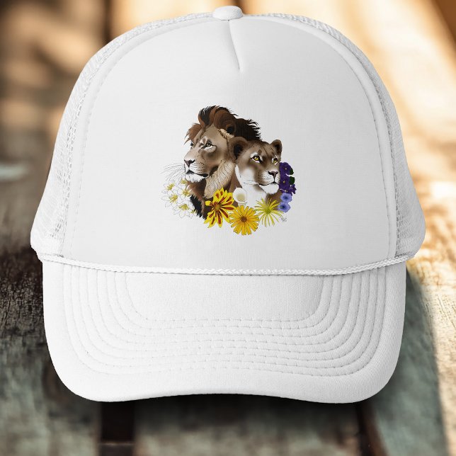 Löwe Löwin Floral Grün  Truckerkappe (Von Creator hochgeladen)
