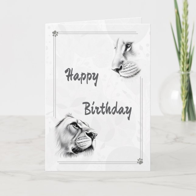 Löwe Löwin Wildtier Inspiration Geburtstag Karte (Vorderseite)