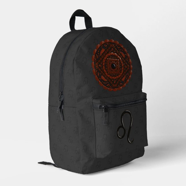 Löwe Mandala Bedruckter Rucksack (Rückseitige Ecke links)