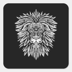 Löwe Mandala Lion Quadratischer Aufkleber