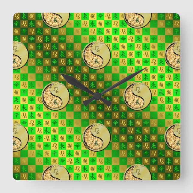 Löwe & Metall Ziege Quadratische Wanduhr (Vorderseite)