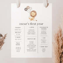 Löwe mit 3 braunen Balloons Milestone Poster