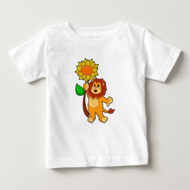Löwe mit Blume Sonnenblume Baby T-shirt (Vorderseite)
