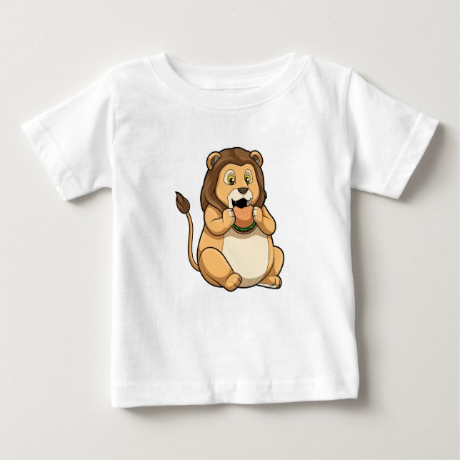 Löwe mit Burger Baby T-shirt (Vorderseite)