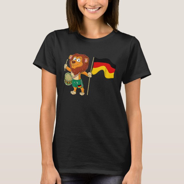Löwe mit der deutschen Flagge T-Shirt (Vorderseite)