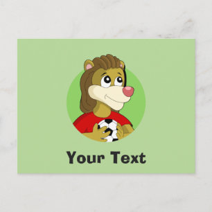 Löwe mit einem Fußball-Cartoon auf der Postkarte