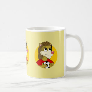 Löwe mit einem Fußball Cartoon Kaffee Tasse