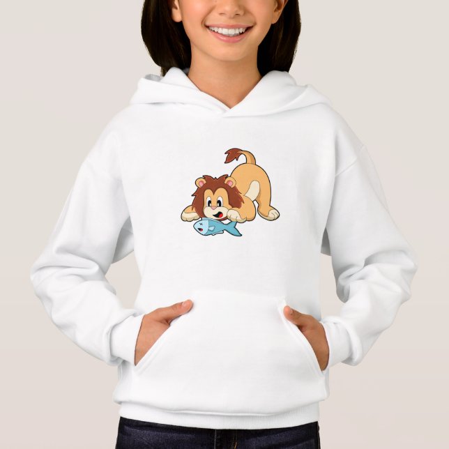 Löwe mit Fisch Hoodie (Vorderseite)