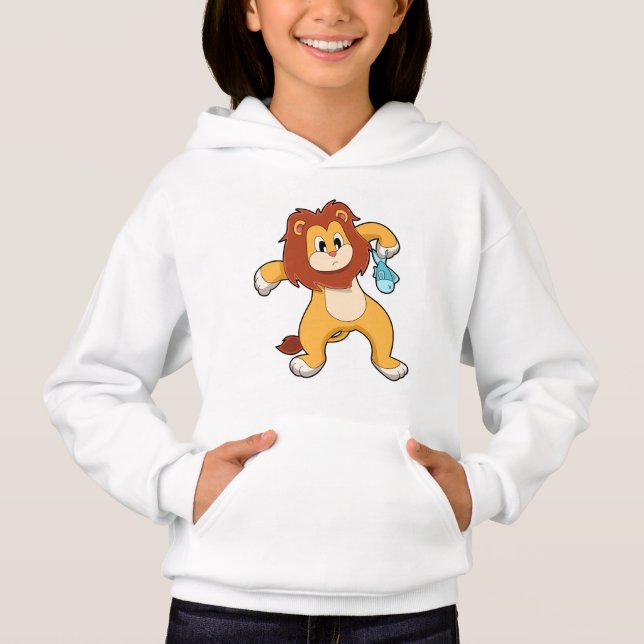 Löwe mit Fisch Hoodie (Vorderseite)