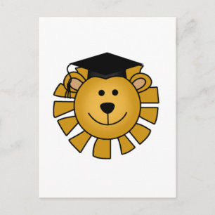 Löwe mit Graduierungstrüben und Geschenken Ankündigungspostkarte