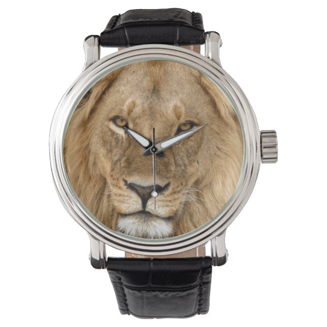 Löwe mit großer Mähne Armbanduhr (Vorderseite)