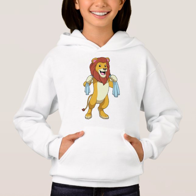 Löwe mit Handtuch für Dusche Hoodie (Vorderseite)