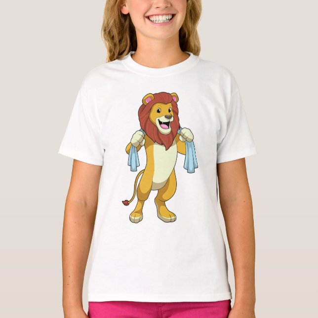 Löwe mit Handtuch für Dusche T-Shirt (Vorderseite)