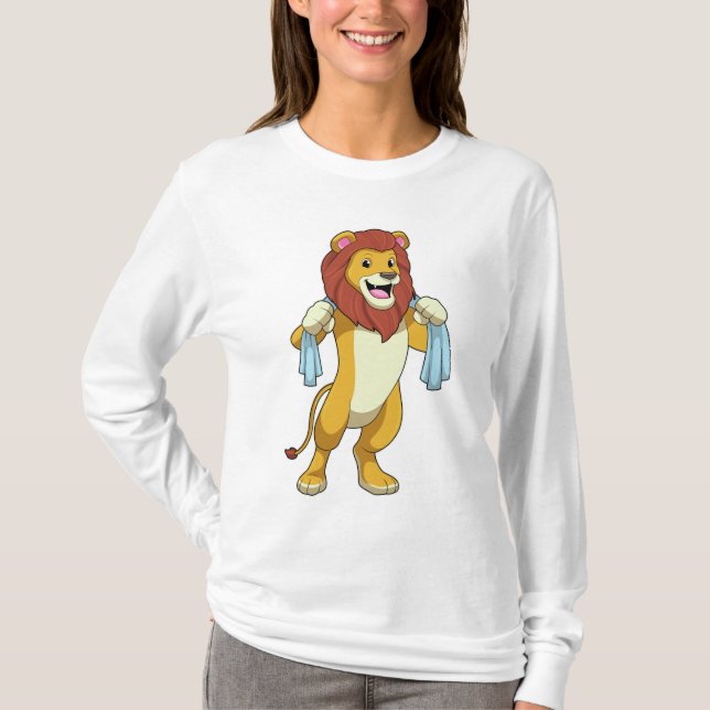 Löwe mit Handtuch für Dusche T-Shirt (Vorderseite)