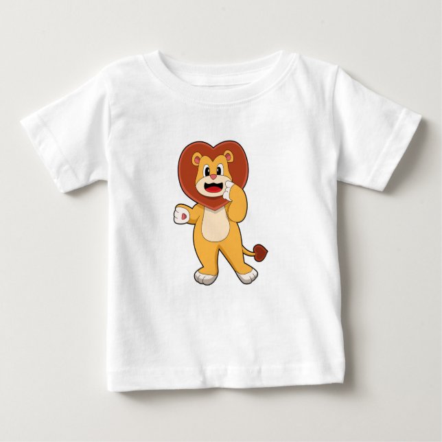 Löwe mit Herz Baby T-shirt (Vorderseite)