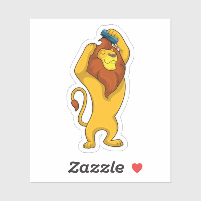 Löwe mit Kamm Aufkleber (Blatt)