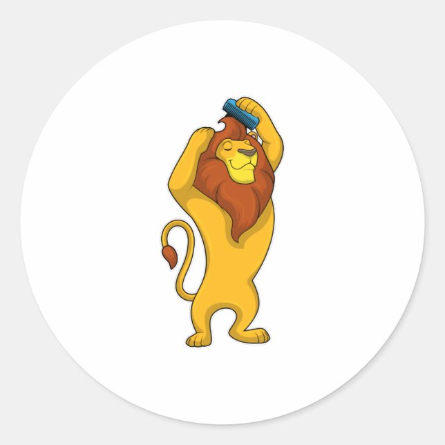 Löwe mit Kamm Runder Aufkleber (Vorderseite)