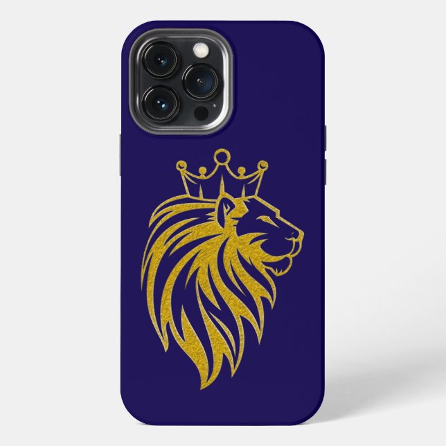 Löwe mit Krone - Gold Stil 2 iPhone Hülle (Rückseite)
