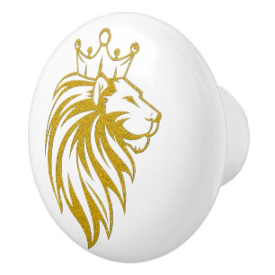 Löwe mit Krone - Gold Stil 2 Keramikknauf