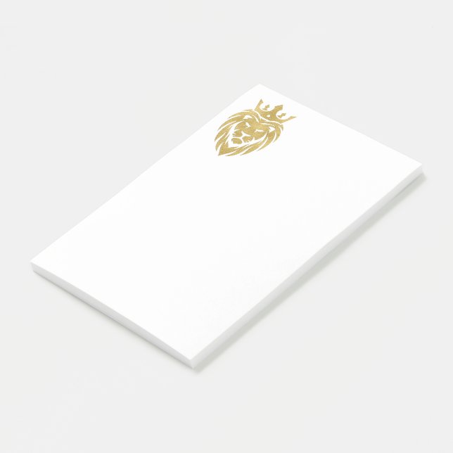 Löwe mit Krone - Gold Stil 3 Post-it Klebezettel (angewinkelt)