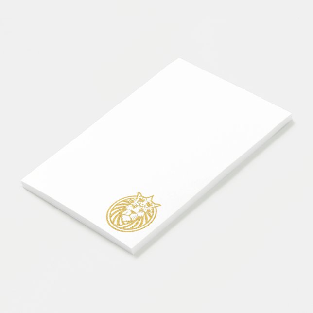 Löwe mit Krone - Gold Stil 4 Post-it Klebezettel (angewinkelt)