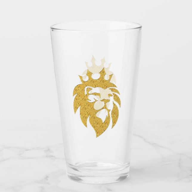 Löwe mit Krone - Goldstil 1 Glas (Vorderseite)