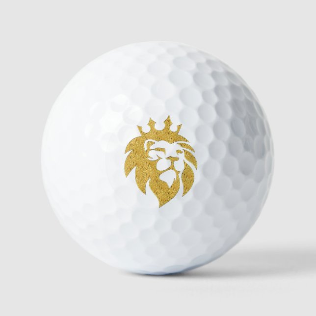 Löwe mit Krone - Goldstil 1 Golfball (Vorderseite)