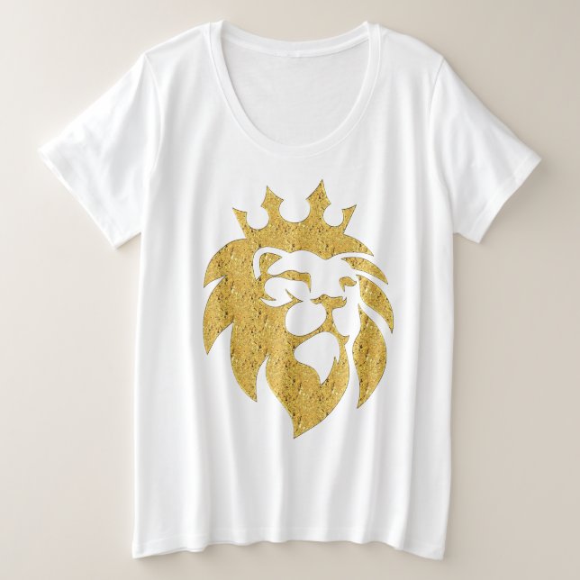 Löwe mit Krone - Goldstil 1 Große Größe T-Shirt (Design vorne)