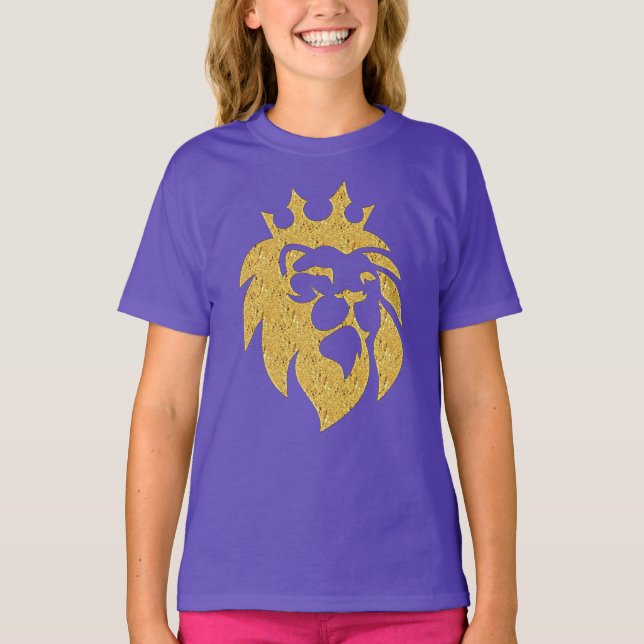 Löwe mit Krone - Goldstil 1 T-Shirt (Vorderseite)