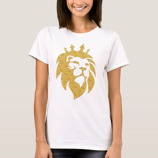 Löwe mit Krone - Goldstil 1 T-Shirt (Vorderseite)