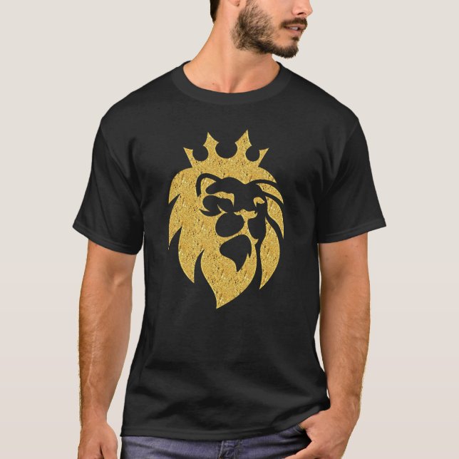 Löwe mit Krone - Goldstil 1 T-Shirt (Vorderseite)