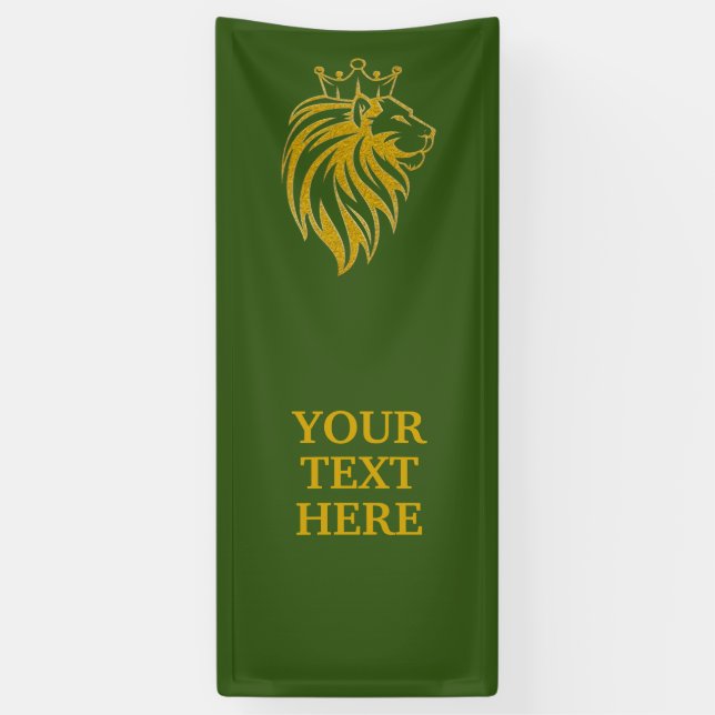 Löwe mit Krone - Goldstil 2 Banner (Vertikal)