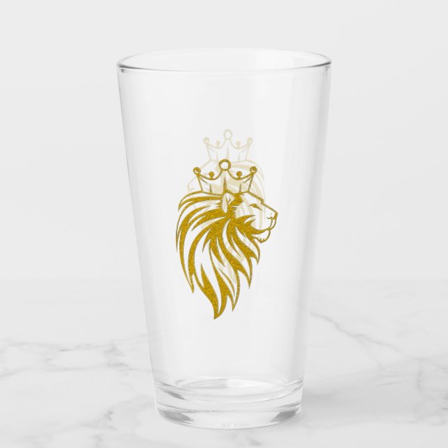 Löwe mit Krone - Goldstil 2 Glas (Vorderseite)