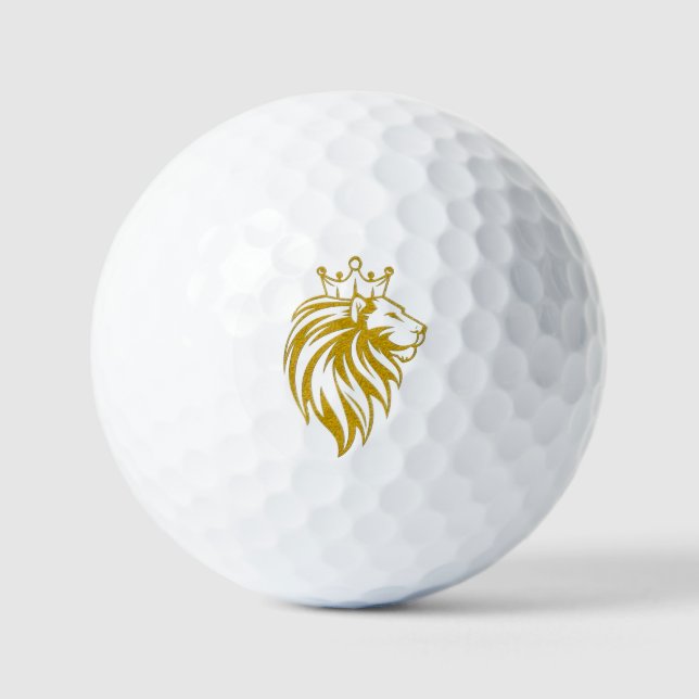 Löwe mit Krone - Goldstil 2 Golfball (Vorderseite)