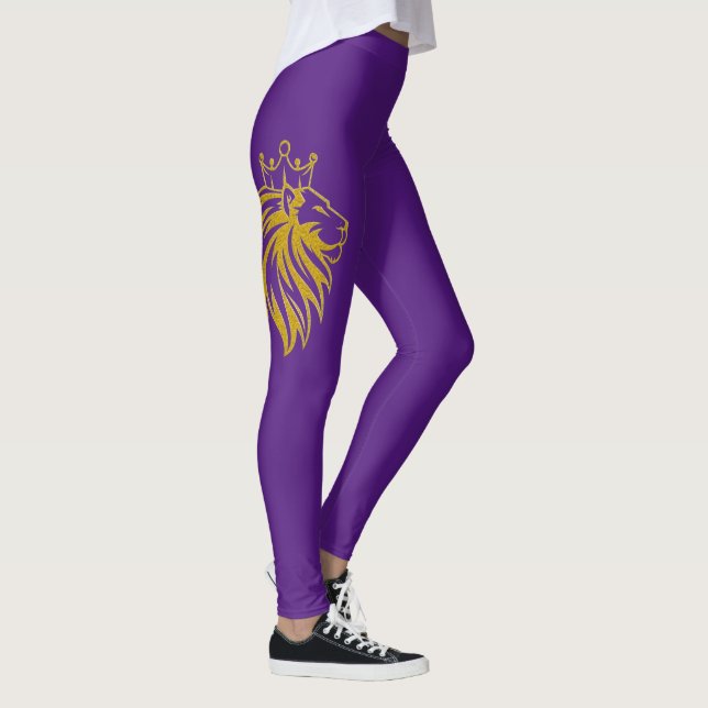 Löwe mit Krone - Goldstil 2 Leggings (Rechts)