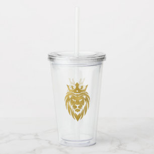 Löwe mit Krone - Goldstil 3 Acryltrinkbecher