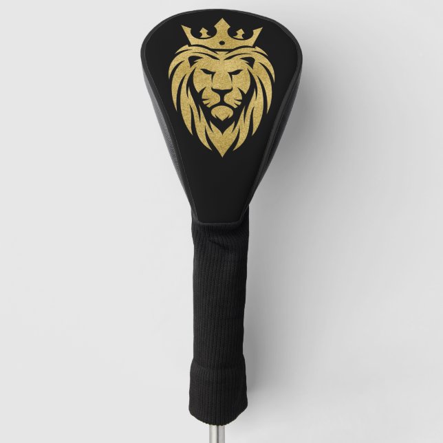 Löwe mit Krone - Goldstil 3 Golf Headcover (Vorderseite)