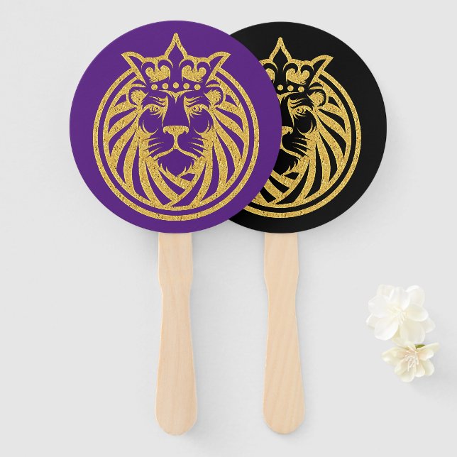 Löwe mit Krone - Goldstil 4 Fächer (Vorne und Hinten)