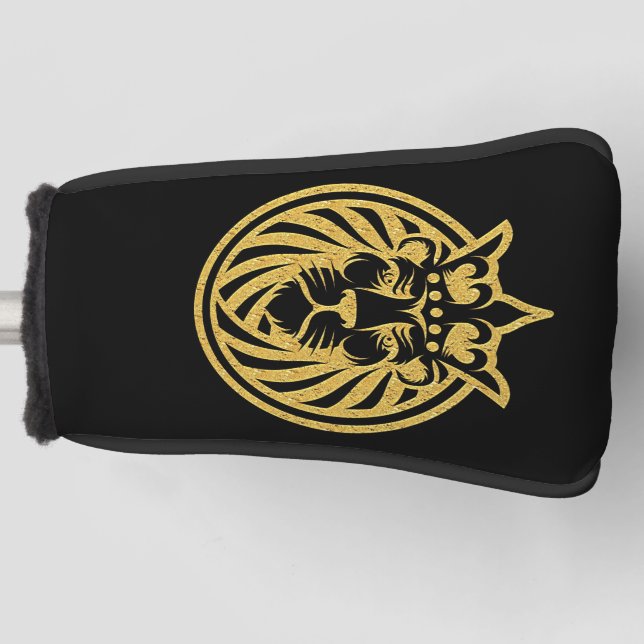 Löwe mit Krone - Goldstil 4 Golf Headcover (Vorderseite)