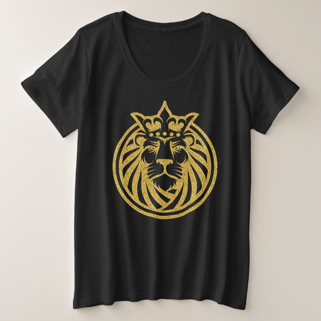 Löwe mit Krone - Goldstil 4 Große Größe T-Shirt (Design vorne)