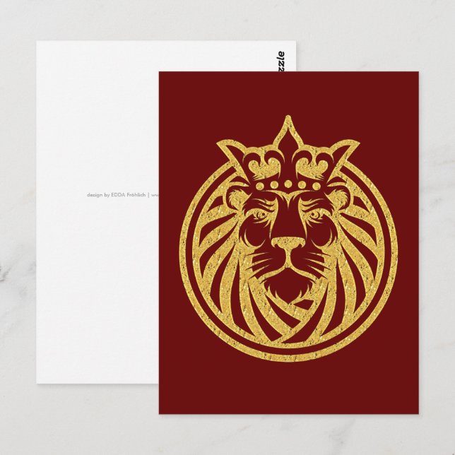 Löwe mit Krone - Goldstil 4 Postkarte (Vorne/Hinten)