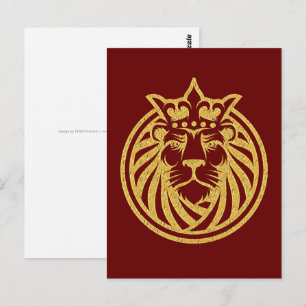 Löwe mit Krone - Goldstil 4 Postkarte