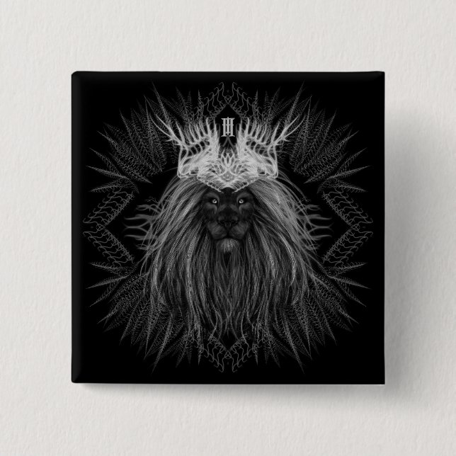 Löwe mit Kronenmonogramm Button (Vorderseite)