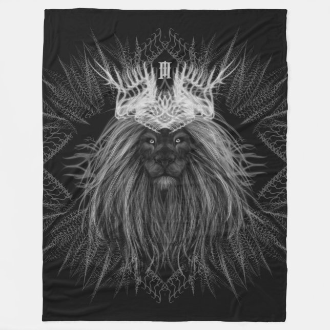 Löwe mit Kronenmonogramm Fleecedecke (Vorderseite)