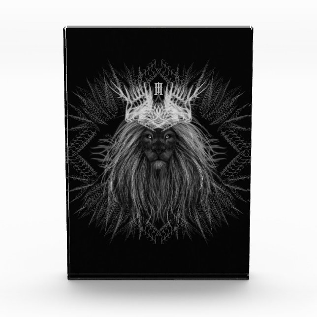 Löwe mit Kronenmonogramm Fotoblock (Vorderseite)