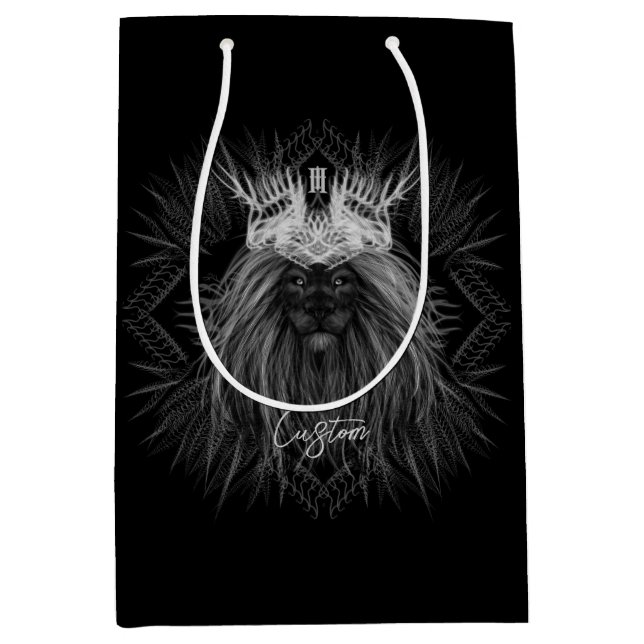 Löwe mit Kronenmonogramm Mittlere Geschenktüte (Vorderseite)