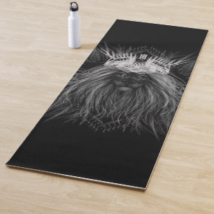 Löwe mit Kronenmonogramm Schwarz Yogamatte
