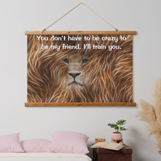 Löwe mit langem Haar Wandteppich Mit Holzrahmen