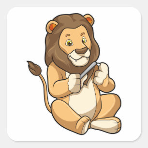 Löwe mit Nagelpfeilen Quadratischer Aufkleber