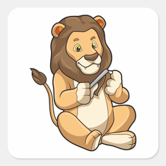 Löwe mit Nagelpfeilen Quadratischer Aufkleber (Vorderseite)
